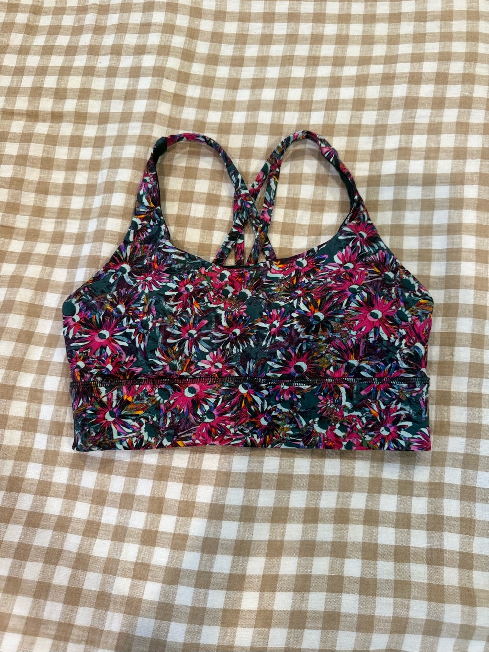 lululemon energy long line sports bra- floral electric multi